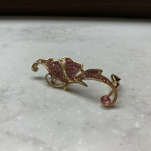 Pink Butterfly Crystal Studded Ear Cuff Jewelry - Picture 4 of 8